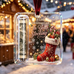 Amorly 3 Pack Christmas Acrylic Cash Holder Ornament Money Holder Hanging Decoration For Christmas Tree Gift - thumbnail 2