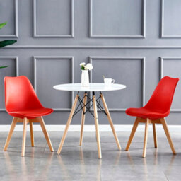 MCC Direct Set Of 2 Dining Chairs With Solid Wooden Legs And Seat Cushion Pad Red - Eva By Mcc