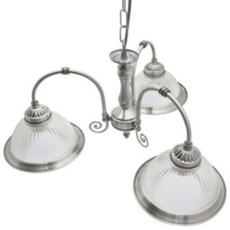 Long Life Lamps Company Vintage Ceiling 3 Light Brushed Chrome Pendant Light Ribbed Glass Lamp Shade K432 - thumbnail 5