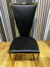 Stratus Interiors Dragon Dining Chair - Gold Mirrored Frame With Black Padded Seat For Kitchen And Livingroom- Black Pair Of 2 Chairs