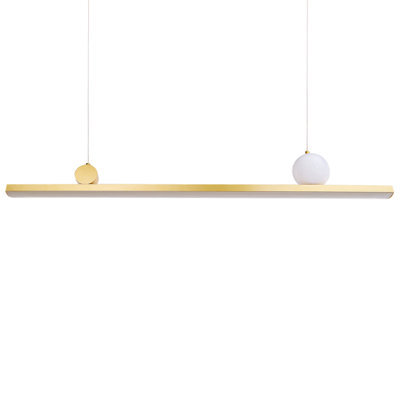Wyld And Coco Lux Led Pendant Lamp Gold Metal Geometric Industrial, W100 X D12 X H88Cm, Integrated Led, Warm White - image 1