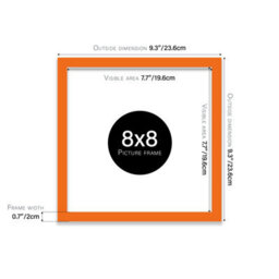 8X8 Orange Picture Frame (20.3 X 20.3Cm) Poster, Photo, Artwork, Gallery Wall Or Print - thumbnail 3