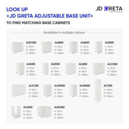 Jd Greta Adjustable Legs Kitchen Base Unit 800mm Storage Cabinet - White Matt (No Doors) - thumbnail 3
