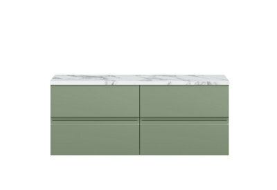 Hudson Reed Urban Satin Green Wall Hung 4 Drawer Vanity Unit With Laminate Worktop And Silent Close, 522 X 1205 X 390 - image 1