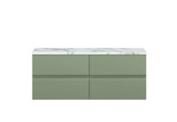 Hudson Reed Urban Satin Green Wall Hung 4 Drawer Vanity Unit With Laminate Worktop And Silent Close, 522 X 1205 X 390