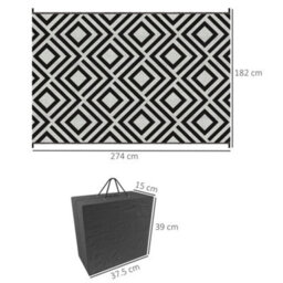 Outsunny Reversible Waterproof Outdoor Rug W/ Carry Bag, 182 X 274 Cm, Black - thumbnail 3