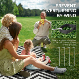 Outsunny Reversible Waterproof Outdoor Rug W/ Carry Bag, 182 X 274 Cm, Black - thumbnail 8