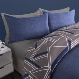 OHS Geo Duvet Cover Set Quilt Pillowcase Bedding Reversible, Grey - Double - thumbnail 8