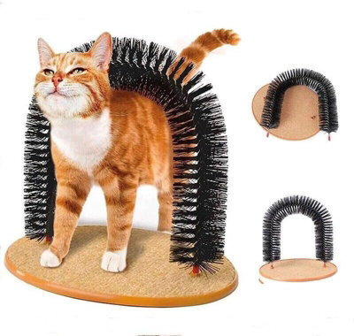 B4E Cat Self-Grooming Arch, 35 X 30 Cm, Catnip-Infused Bristles, Scratching Post