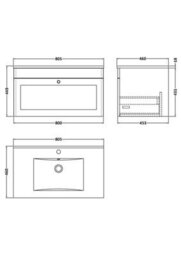 Balterley Swynnerton Traditional 1 Drawer Wall Hung Vanity Unit With Basin, Satin White, 800mm - thumbnail 2