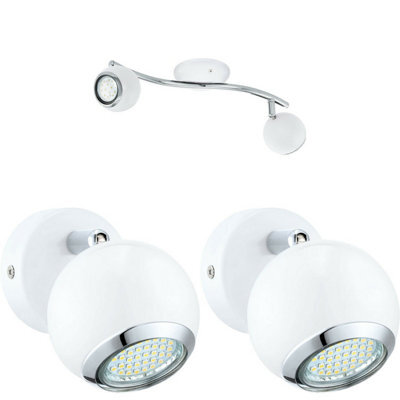 Elegant Twin Ceiling Spot Light Set With Matching Wall Lights In White And Chrome - image 1
