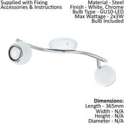 Elegant Twin Ceiling Spot Light Set With Matching Wall Lights In White And Chrome - thumbnail 2