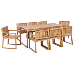 Beliani Sassari Ii 8 Seater Garden Dining Set Light Brown Certified Acacia Wood