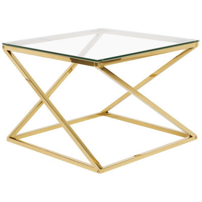 Beliani Coffee Table Beverly Glass Gold - image 1