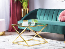 Beliani Coffee Table Beverly Glass Gold - thumbnail 2