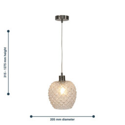 First Choice Lighting Set Of 2 Baine - Clear Textured Glass With Satin Nickel Pendants - thumbnail 8
