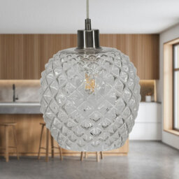 First Choice Lighting Set Of 2 Baine - Clear Textured Glass With Satin Nickel Pendants - thumbnail 3