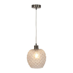 First Choice Lighting Set Of 2 Baine - Clear Textured Glass With Satin Nickel Pendants - thumbnail 2