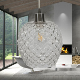 First Choice Lighting Set Of 2 Baine - Clear Textured Glass With Satin Nickel Pendants - thumbnail 4