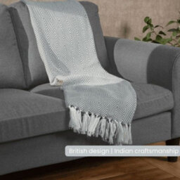 Anna Michelle Designs Diamond Blue Handwoven Throw Recycled Plastic Bottles