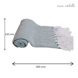 Anna Michelle Designs Diamond Blue Handwoven Throw Recycled Plastic Bottles - thumbnail 3