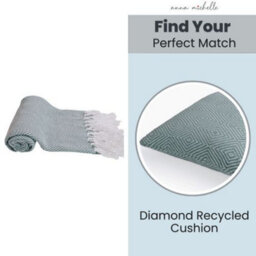 Anna Michelle Designs Diamond Blue Handwoven Throw Recycled Plastic Bottles - thumbnail 4