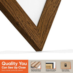 "30X17"" Dark Oak Modern Vinyl Record Frame With White Mount For 12 Inch Lp Album Cover & Disc - Ak Frames" - thumbnail 3