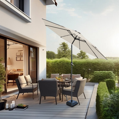 Sundaze Cream 2.7M Garden Parasol Patio Umbrella Sun Shade Canopy With Hand Crank Tilt Function - image 1