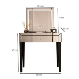 CARME Home Rendall X Laguna Silver Led Mirror Dressing Table - thumbnail 7