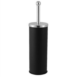 Black Toilet Brush Set Stainless Steel Matt Holder Inner Drip Cup Dense Bristles - thumbnail 1