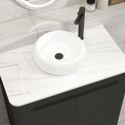Royal Bathrooms Venice 800mm Matt Nocturne Black Freestanding Bathroom Countertop Vanity Unit 2 Door With Milan Basin - thumbnail 6