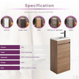 Plum&clay Rigel Natural Oak Floor Standing Cloakroom Vanity Unit With Resin Basin (W)44Cm (H)87Cm - thumbnail 5