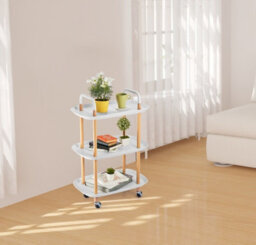 Urbn-Living Urbnliving Height 82Cm 3 Tier White Beech Wood & Plastic Serving Storage Trolley Food Drinks Cart On Wheels