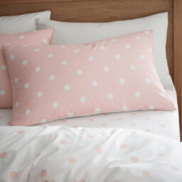 Catherine Lansfield Brushed Polka Dot Pink Duvet Cover Set King Bedding Set - thumbnail 3