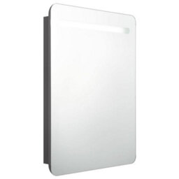 Berkfield Led Bathroom Mirror Cabinet Grey 60X11X80 Cm - thumbnail 2