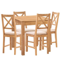 Hallowood Furniture Hereford Small Dining Table With 4 Cross Back Oak Chairs (Beige Seat) - thumbnail 8