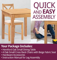Hallowood Furniture Hereford Small Dining Table With 4 Cross Back Oak Chairs (Beige Seat) - thumbnail 7