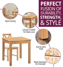 Hallowood Furniture Hereford Small Dining Table With 4 Cross Back Oak Chairs (Beige Seat) - thumbnail 2