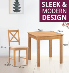 Hallowood Furniture Hereford Small Dining Table With 4 Cross Back Oak Chairs (Beige Seat) - thumbnail 3