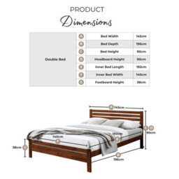 Furniturebox Uk Declan Double Bed Wooden Double Bed Walnut Stain Wood Double Bed Solid Pine Double Bed Frame - thumbnail 7