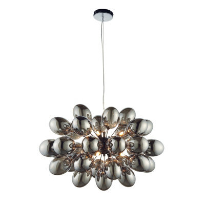 Ceiling Pendant Light Black Chrome Plate & Smoked Mirror Glass 8 X 28W G9 - image 1