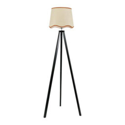 Valuelights Barbro Black Tripod Floor Lamp With Rust Trim Scallop Shade - thumbnail 2