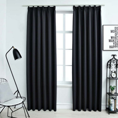 Berkfield Blackout Curtains With Hooks 2 Pcs Black 140X245 Cm - image 1