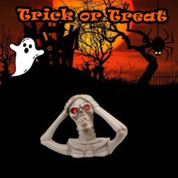 Halloween Skeleton Bust Led Eyes Hands On Head Trick Or Treat Party - thumbnail 3