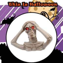 Halloween Skeleton Bust Led Eyes Hands On Head Trick Or Treat Party - thumbnail 7