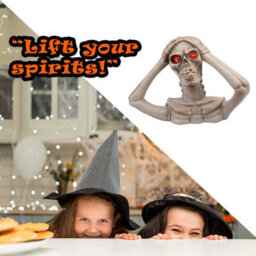 Halloween Skeleton Bust Led Eyes Hands On Head Trick Or Treat Party - thumbnail 6