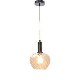 First Choice Lighting Set Of 2 Bradson - Clear Swirl Glass Chrome Deco Pendant Fittings - thumbnail 3
