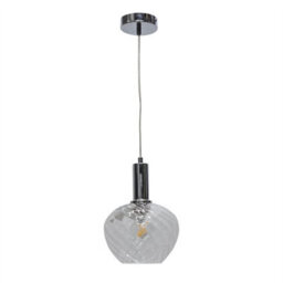 First Choice Lighting Set Of 2 Bradson - Clear Swirl Glass Chrome Deco Pendant Fittings - thumbnail 2
