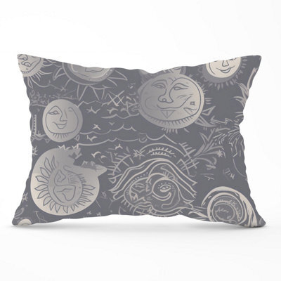 Warren Reed Designer Sun And Moon In Grey Cushions 33Cm X 48Cm