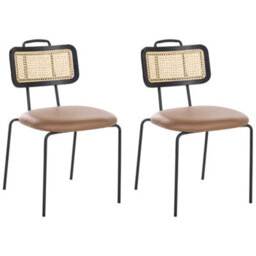 Beliani Set Of 2 Dining Chairs Adelanto Metal Brown - thumbnail 1
